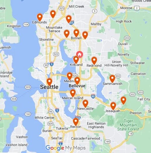 contemporary home construction Service Areas Map