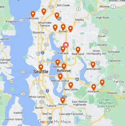 contemporary home construction Service Areas Map