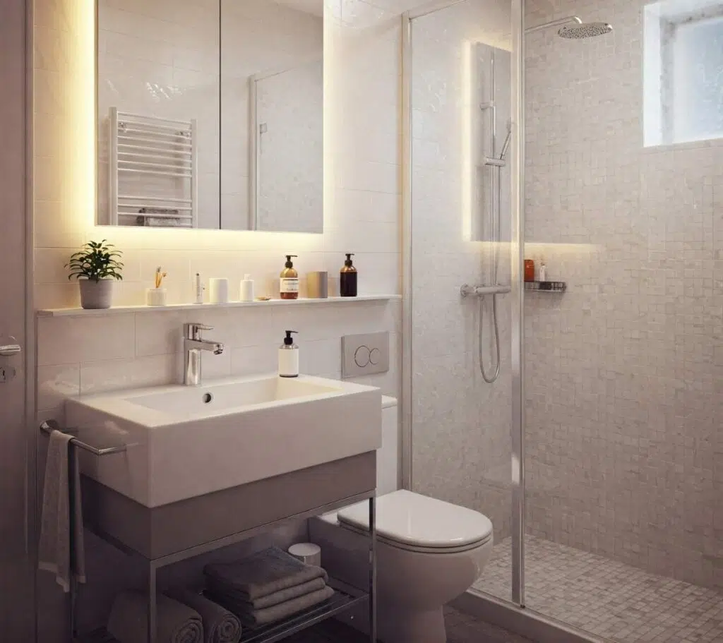 Small master bathroom with efficient layout