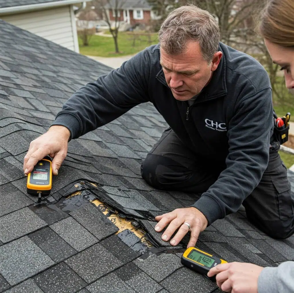 CHC roofing contractor inspecting for damage